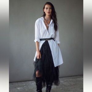 Anthropologie Cheri ruffled tulle midi skirt, size large